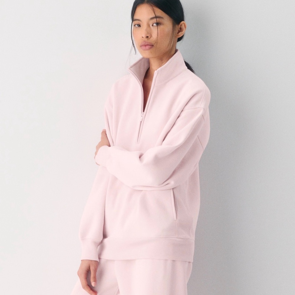 Aritzia Cozy Sweatfleece Boyfriend 1/2 Zip - Cupid Pink - Small